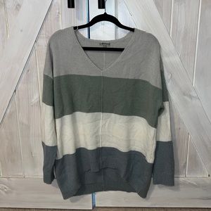 Sweater from TBH size XL. Grey, green, teal and blue strips